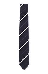 Diagonal-stripe tie in a silk-blend jacquard, Dark Blue
