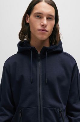 BOSS Patch Logo French Terry Pullover Hooded Cotton Sweatshirt