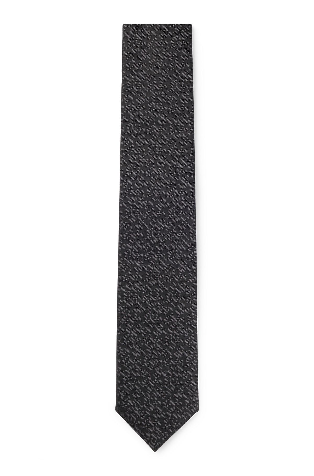Krawatte aus Seiden-Mix mit Jacquard-Muster, Schwarz