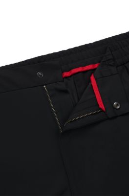 Regular-fit trousers in water-repellent material, Black