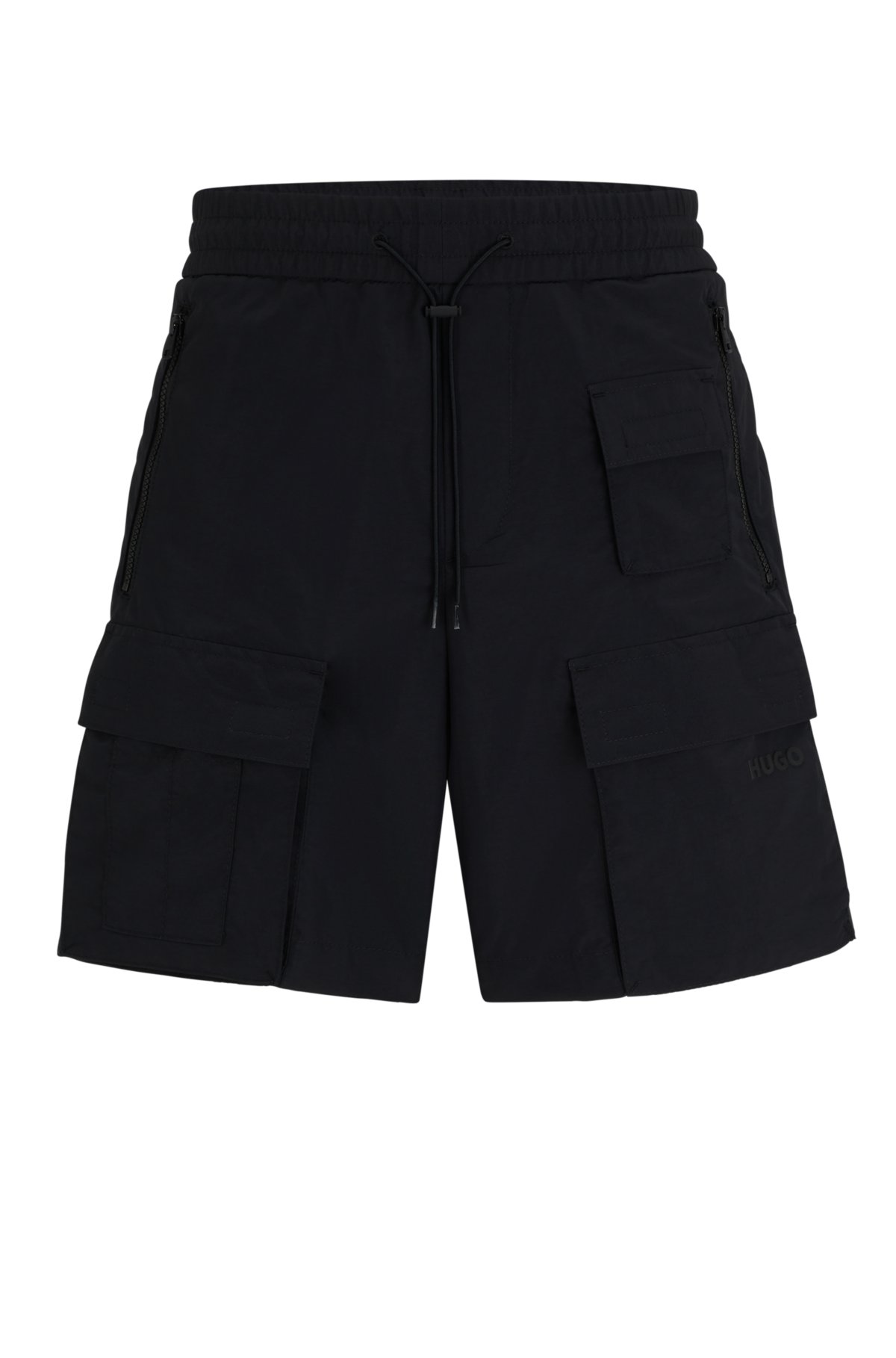 Cargo shorts in water-repellent canvas with phone pocket, Black