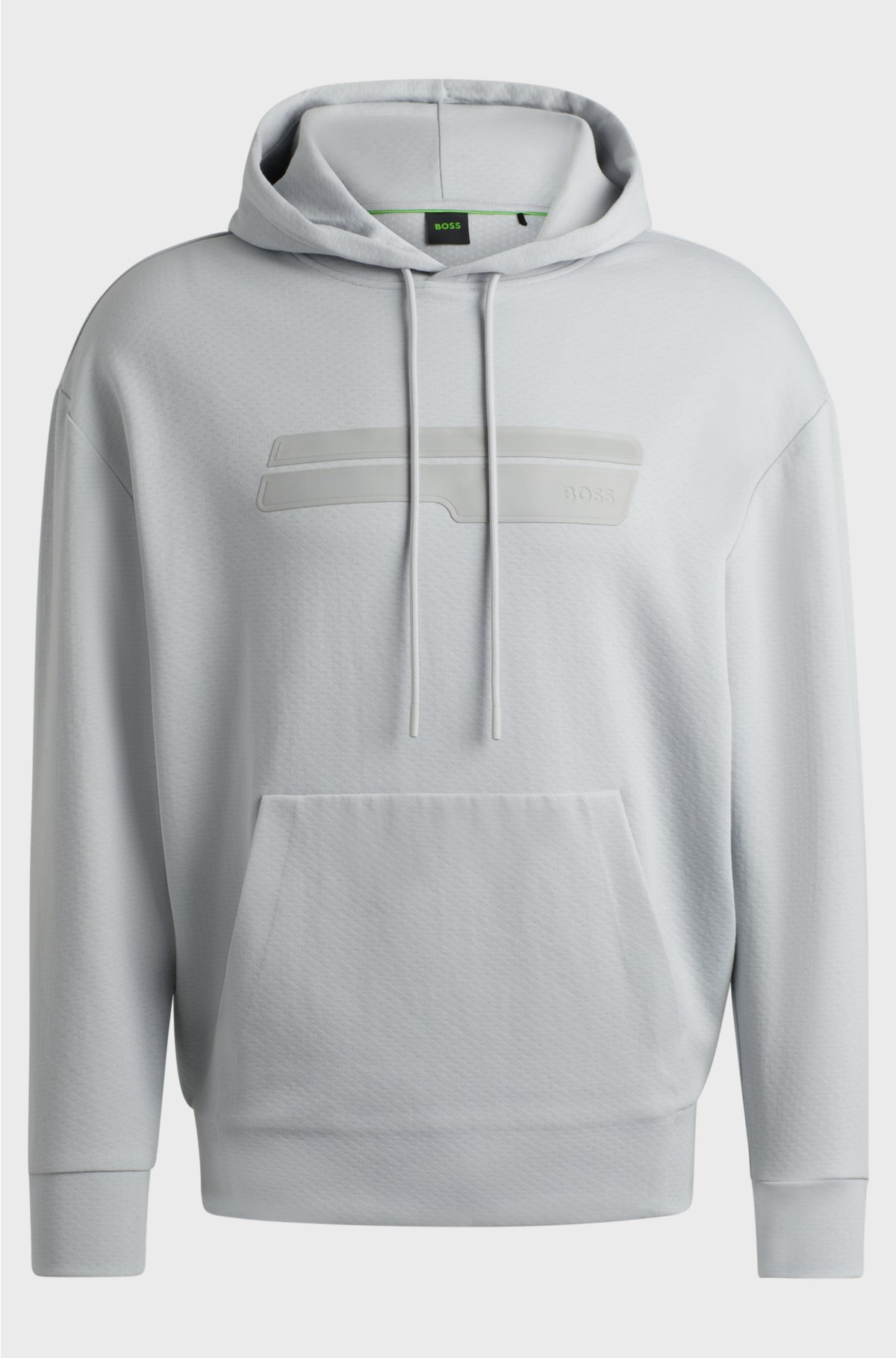 Cotton-blend relaxed-fit hoodie with logo artwork, Light Grey