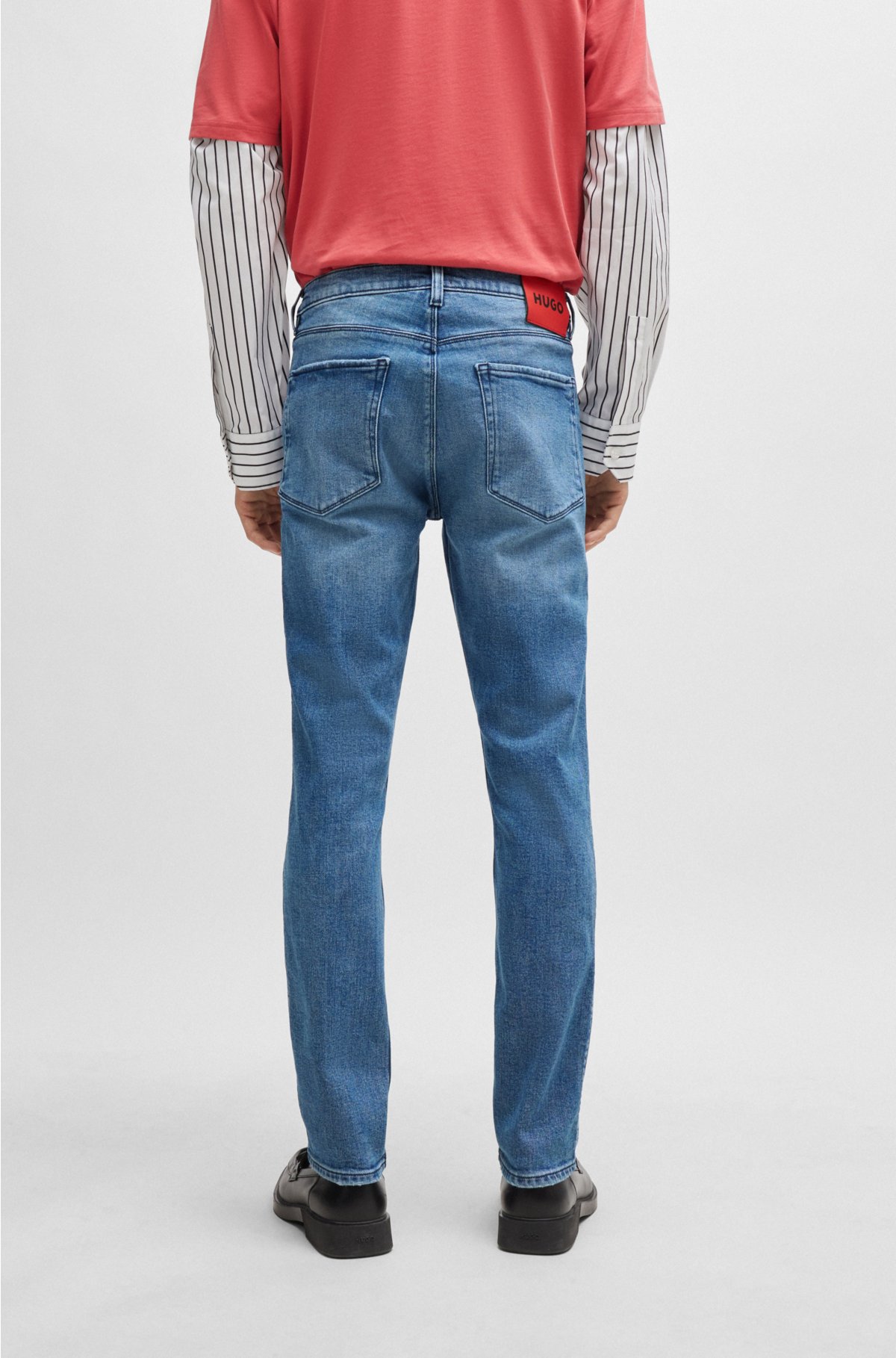 Extra-slim-fit jeans in blue stretch denim, Blue