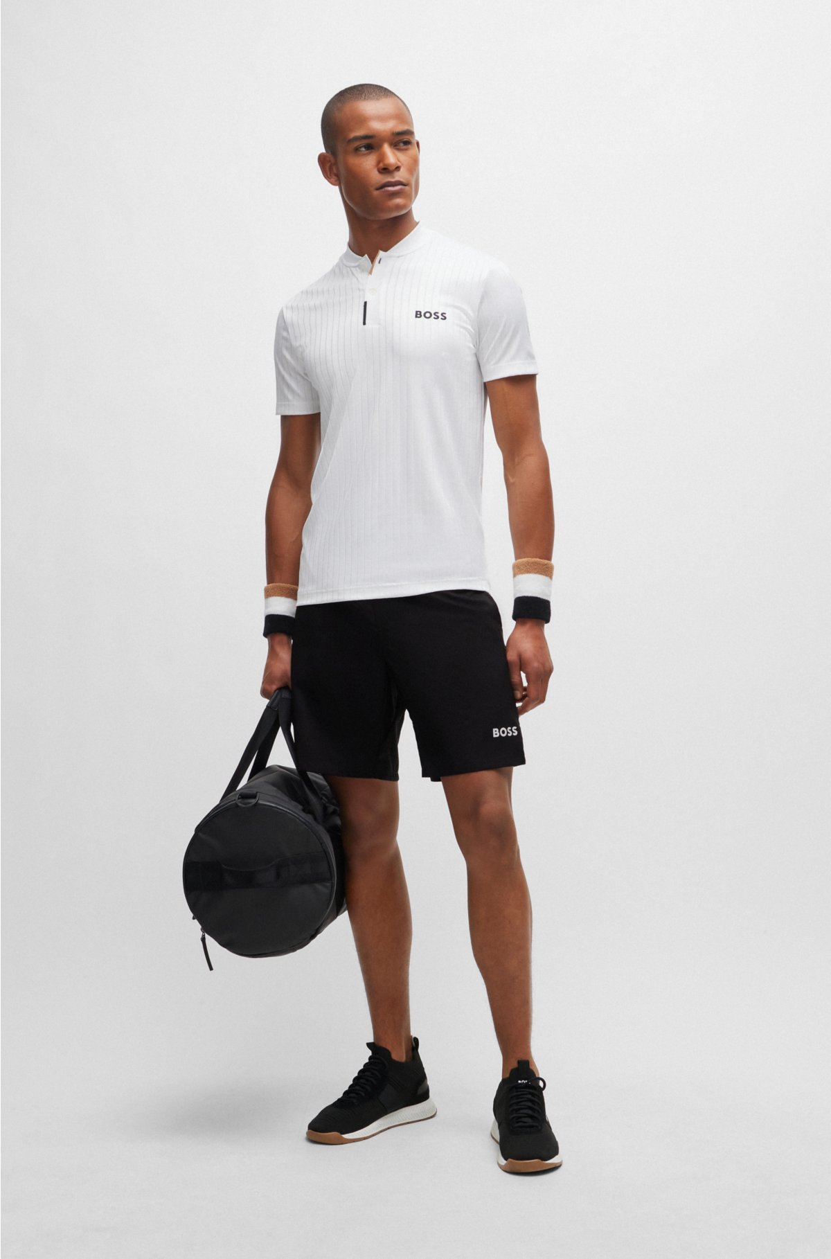 BOSS x MATTEO BERRETTINI quick-drying regular-fit shorts with logo print, Black