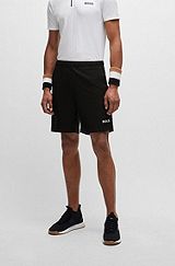 Quick-drying regular-fit shorts with logo print, Black