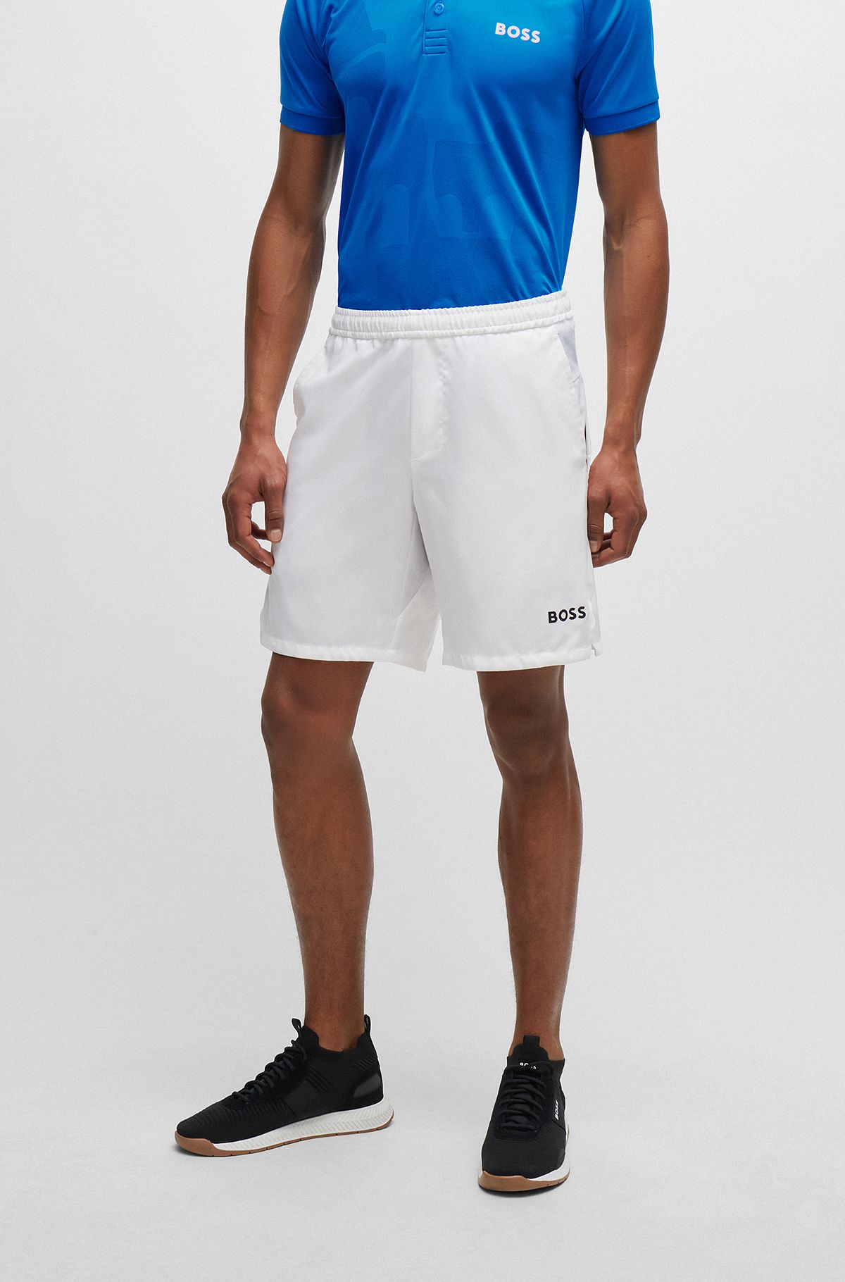 BOSS x MATTEO BERRETTINI quick-drying regular-fit shorts with logo print, White