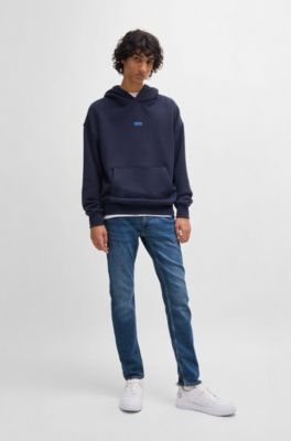 Extra-slim-fit jeans in navy stonewashed stretch denim, Blue