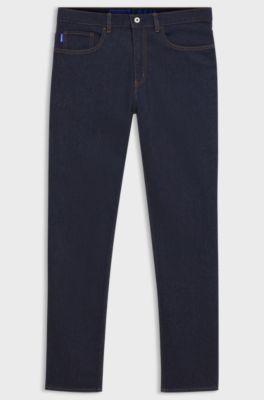 Jeans slim fit in denim elasticizzato blu scuro, Blu scuro