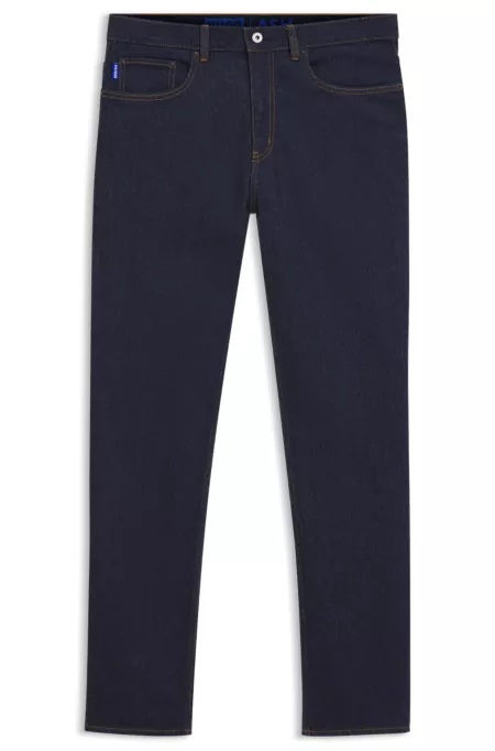 Slim-fit jeans in dark-blue stretch denim