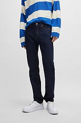 Slim-fit jeans in dark-blue stretch denim, Dark Blue