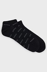 Two-pack of ankle-length socks with branding, Black