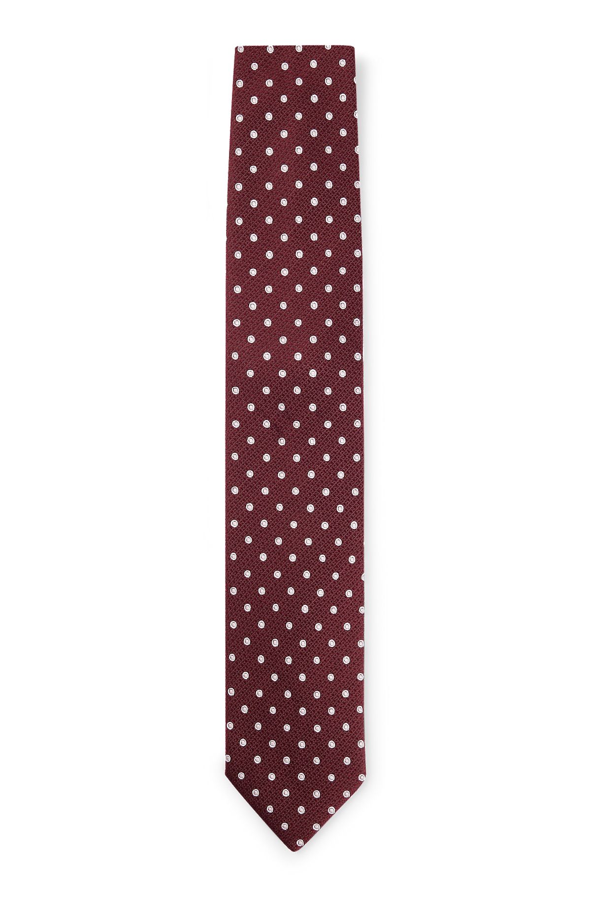 Silk-jacquard tie with micro pattern, Dark Red