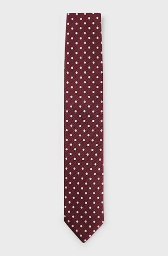Silk-jacquard tie with micro pattern, Dark Red