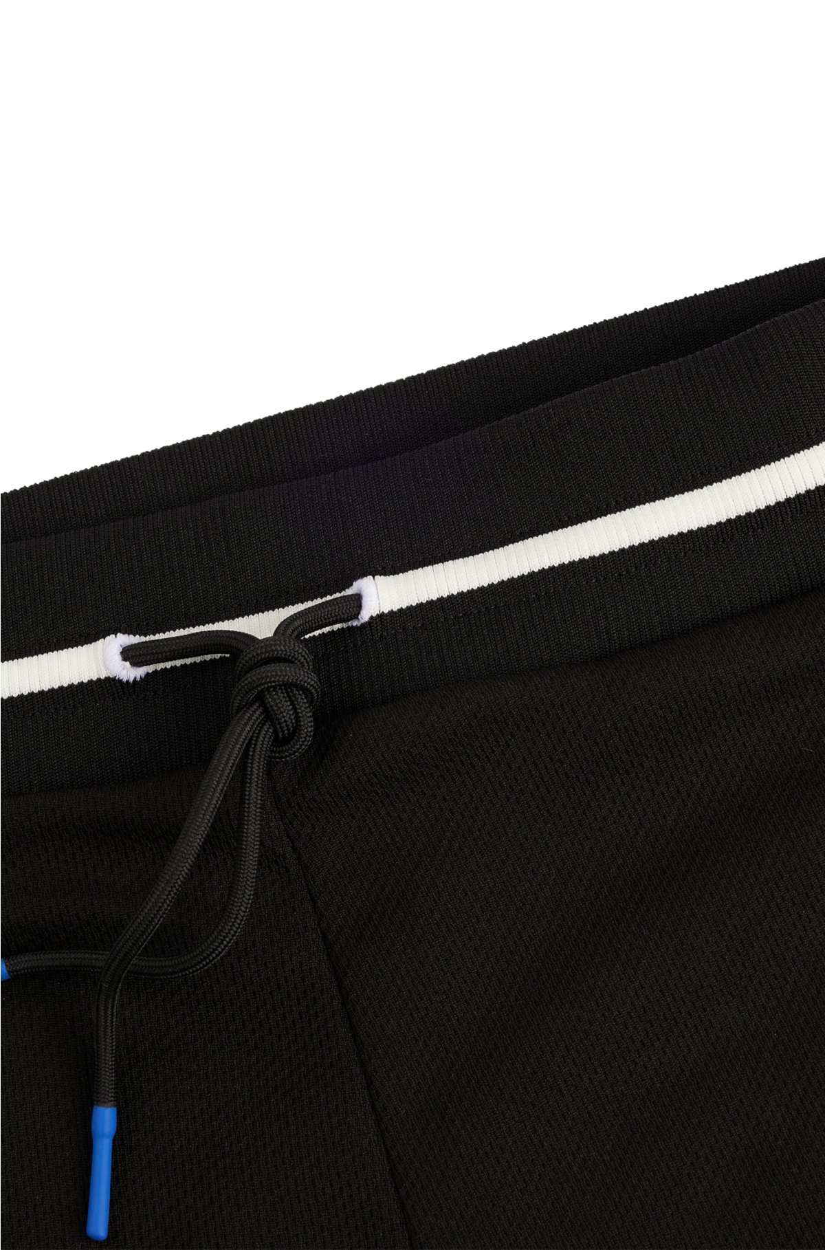 Mesh shorts with contrast logo and tape, Black