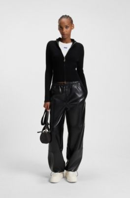 Cropped stretch-cotton tank top with blue logo label, White