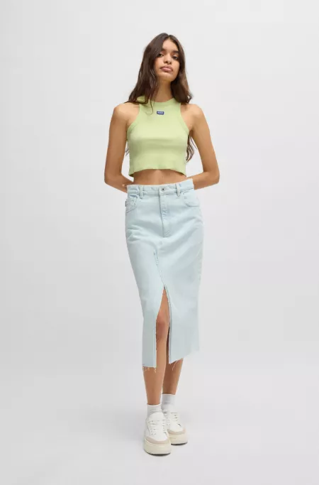 Stretch-cotton tank top with logo badge