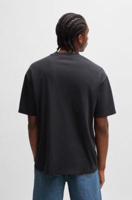 Oversized T-Shirt aus Baumwolle mit Logo der neuen Saison, Schwarz