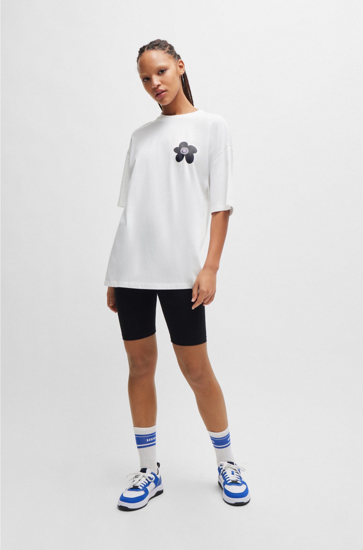 Oversized-fit T-shirt in cotton with new-season logo, White
