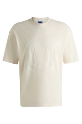 Oversized-fit T-shirt in cotton with new-season logo, Natural