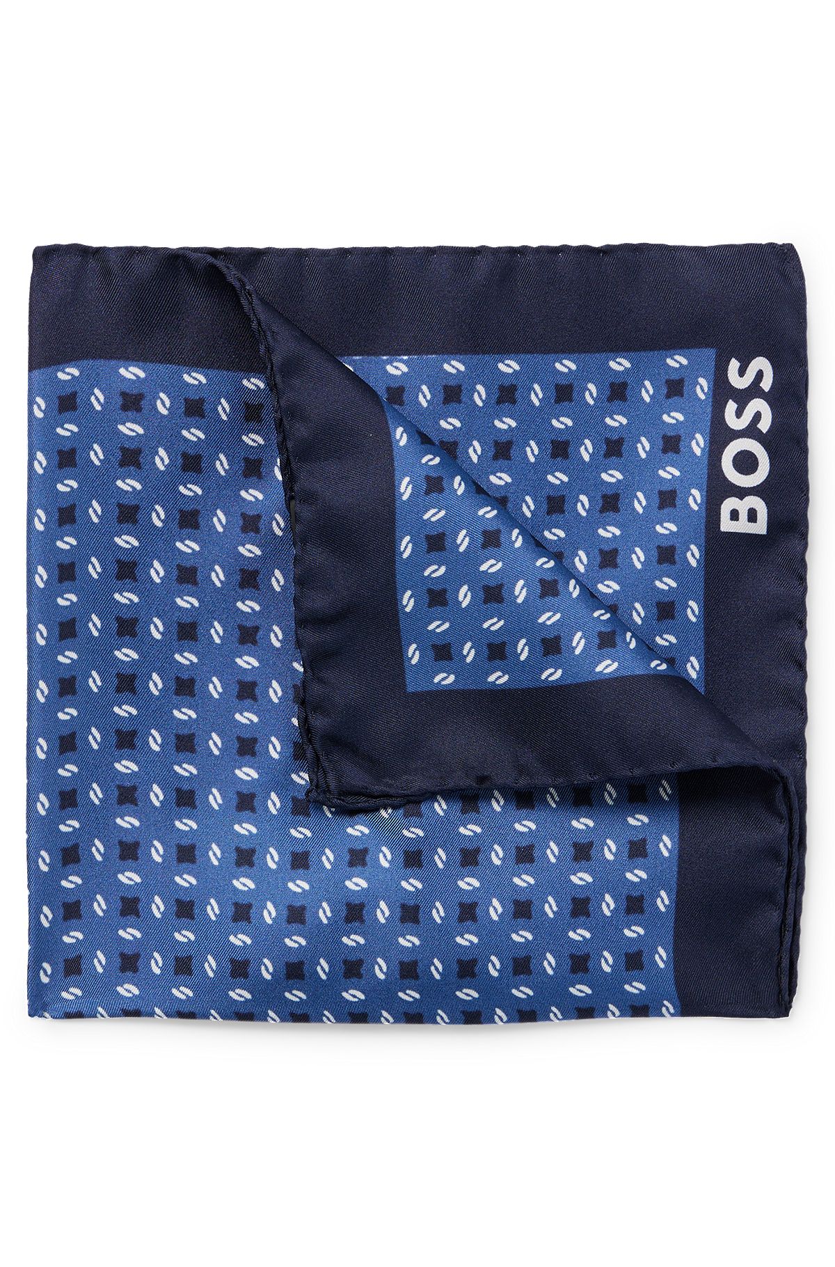 Silk pocket square with digital print, Light Blue