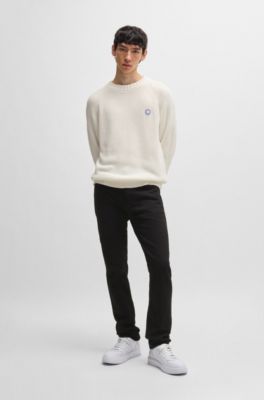 Slim-fit jeans in black stretch denim, Black