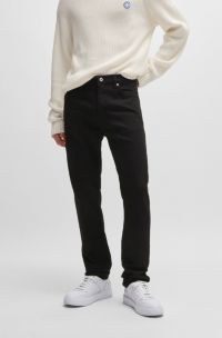Jeans slim fit in denim elasticizzato nero, Nero
