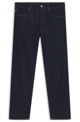 HUGO - Regular-fit jeans in dark-blue raw denim - Dark Blue