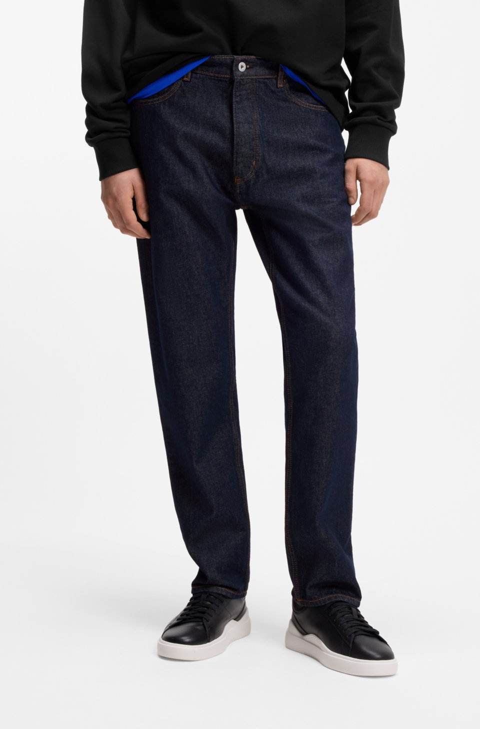 Regular-fit jeans in dark-blue denim