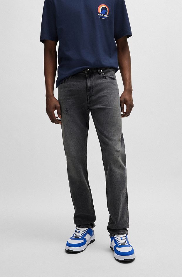 Slim-Fit Jeans aus mittelgrauem Stretch-Denim, Grau