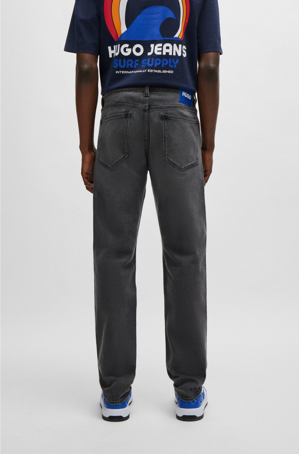 Slim-fit jeans in medium-grey stretch denim, Grey