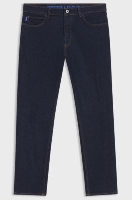 Tapered-fit jeans in dark-blue stretch denim, Dark Blue