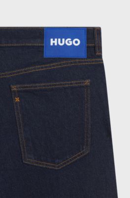 Tapered-fit jeans in dark-blue stretch denim, Dark Blue