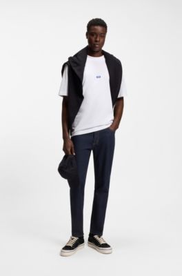 Tapered-fit jeans in dark-blue stretch denim, Dark Blue