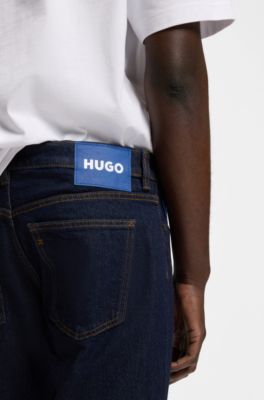 Tapered-fit jeans in dark-blue stretch denim, Dark Blue