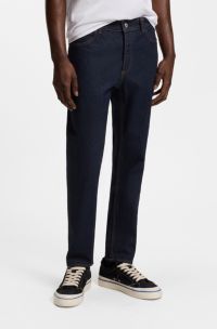 Tapered-fit jeans van donkerblauw stretchdenim, Donkerblauw