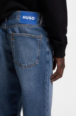 Hugo Regular-fit jeans in mid-blue stonewashed cotton denim herr – bild 3