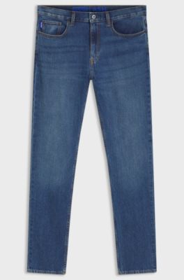 Slim-fit jeans in mid-blue stretch denim, Blue