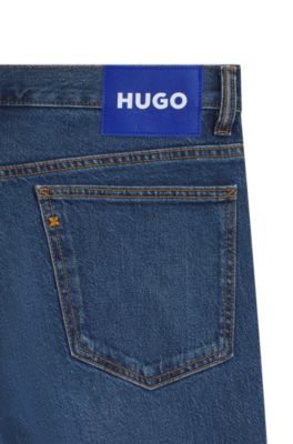 Slim-fit jeans in mid-blue stretch denim, Blue