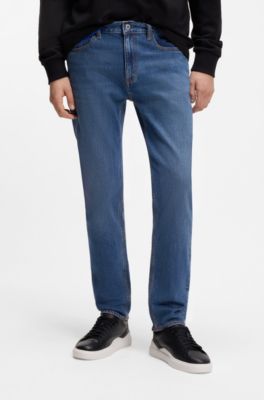 Slim-fit jeans in mid-blue stretch denim, Blue