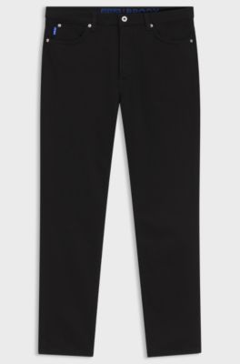Tapered-fit jeans in black stretch denim, Black