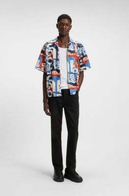 Tapered fit-jeans i svart stretchdenim, Svart