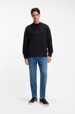 Tapered-fit jeans in mid-blue stretch denim, Blue