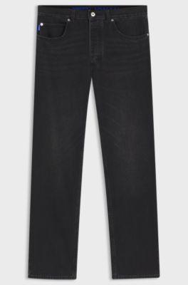 Regular-fit jeans in dark-grey denim, Dark Grey