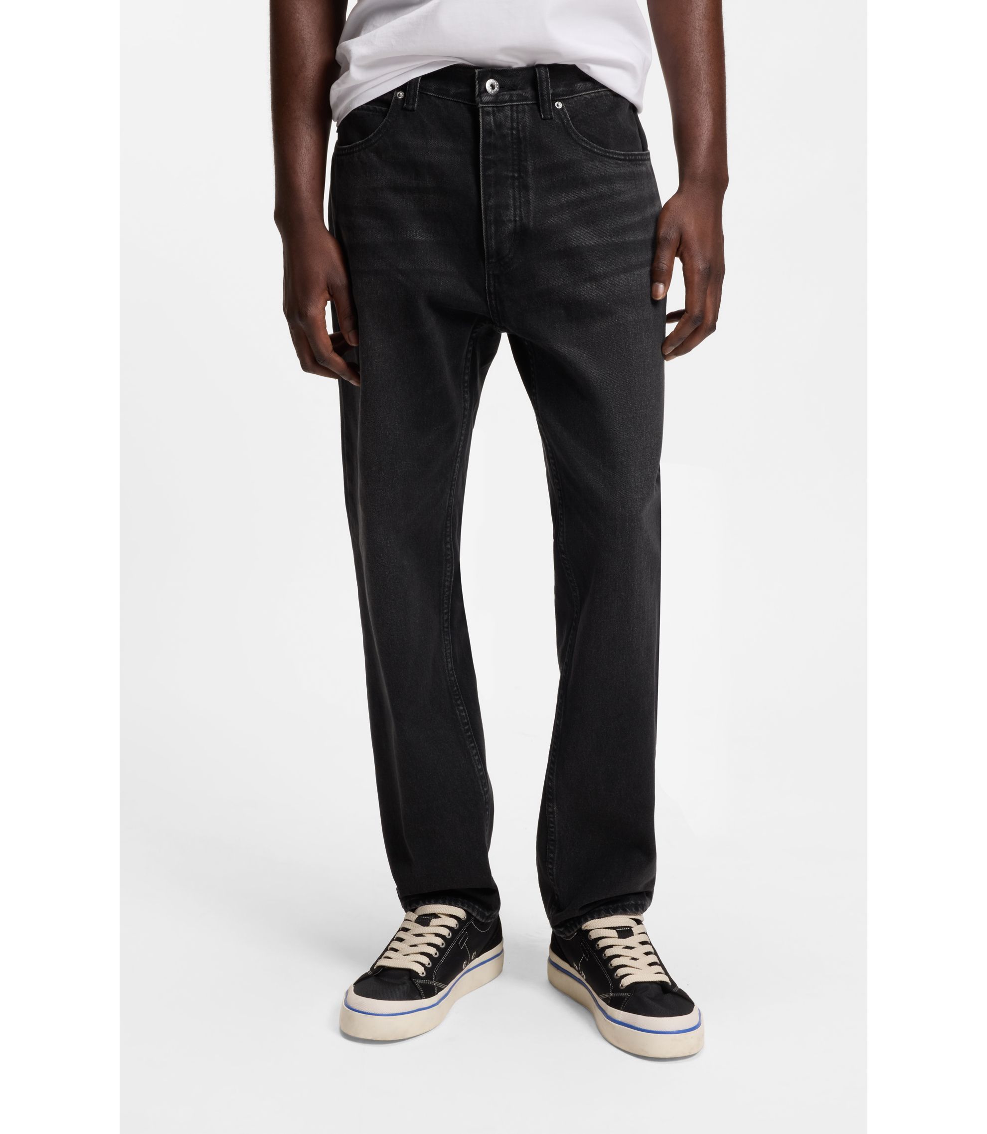 Regular-Fit Jeans aus dunkelgrauem Denim