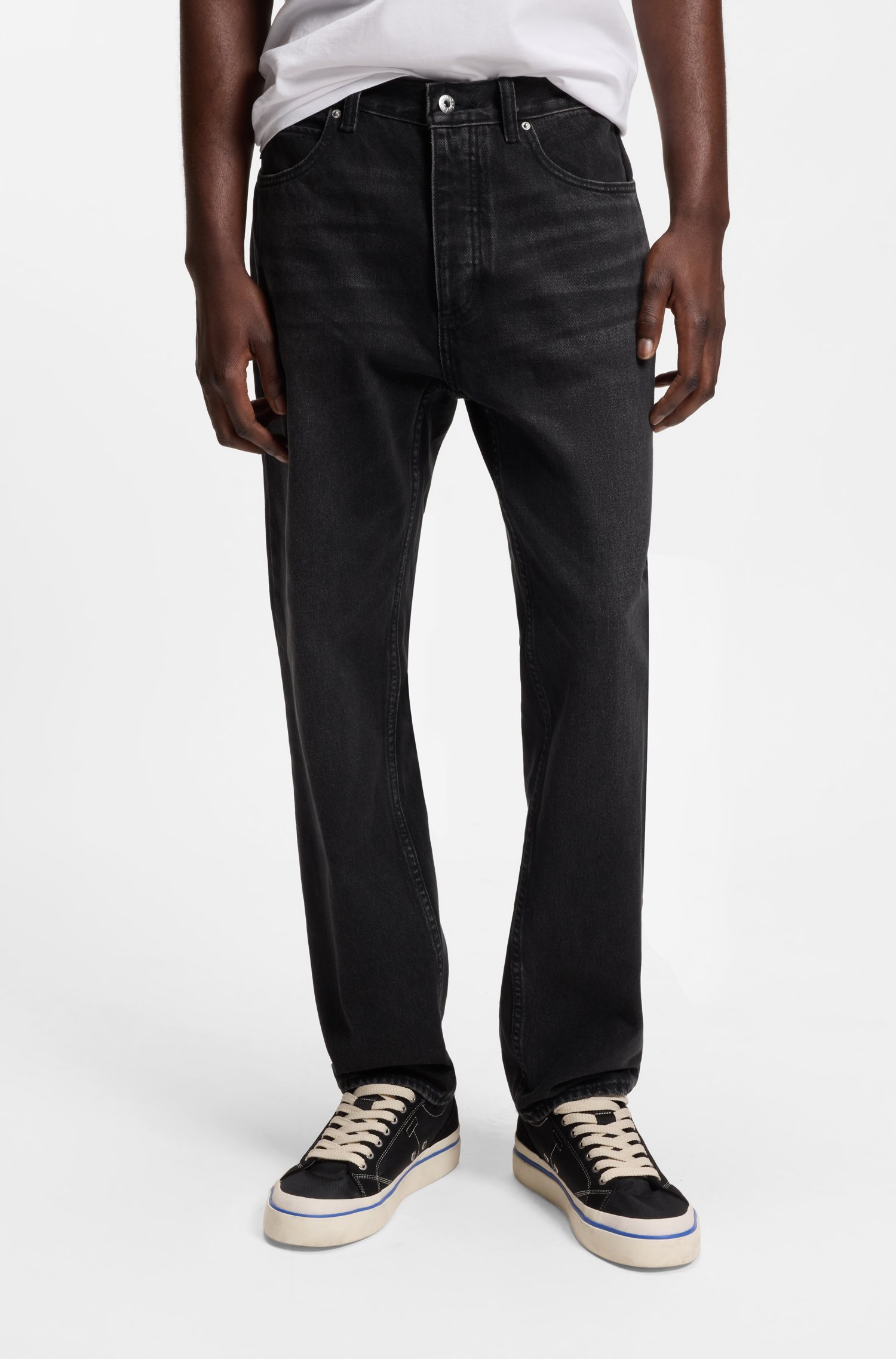 Hugo Regular-fit jeans in dark-grey denim herr