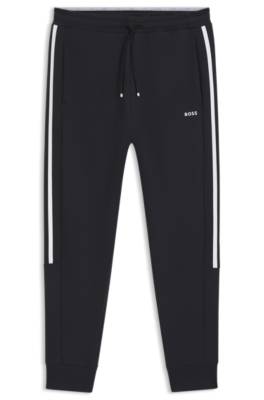 Stretch-cotton tracksuit bottoms with stripe insert 1