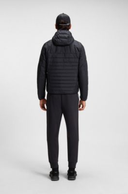 Stretch-cotton tracksuit bottoms with stripe insert, Dark Blue