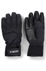 BOSS x Perfect Moment skihandschoenen in een combinatie van materialen met leer, Zwart