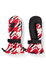 Gants de ski BOSS x Perfect Moment avec bride à logo et garnitures en cuir, Rouge