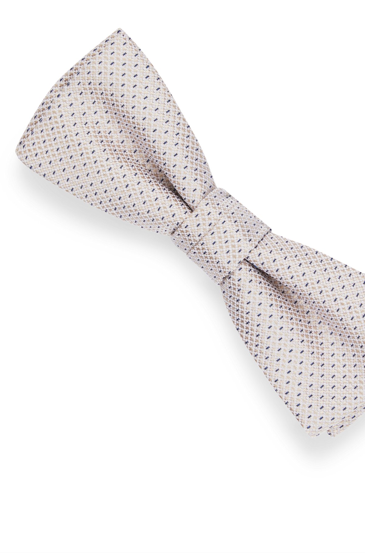 Bow tie and pocket square in silk-blend jacquard, White